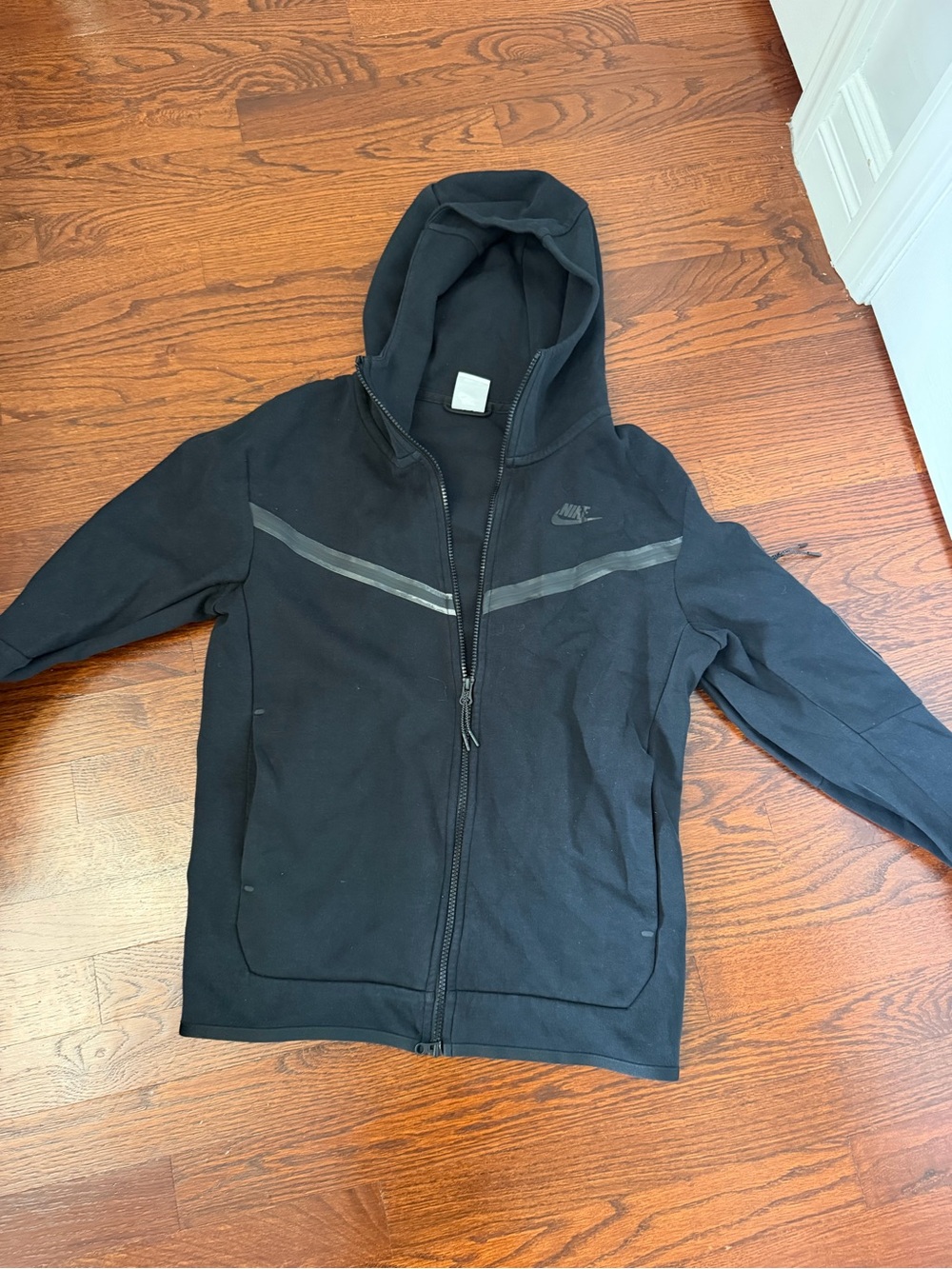 Nike Black Hooded Lightweight Zip Jacket with Reflective Stripe